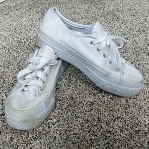 Women's white platform sneakers